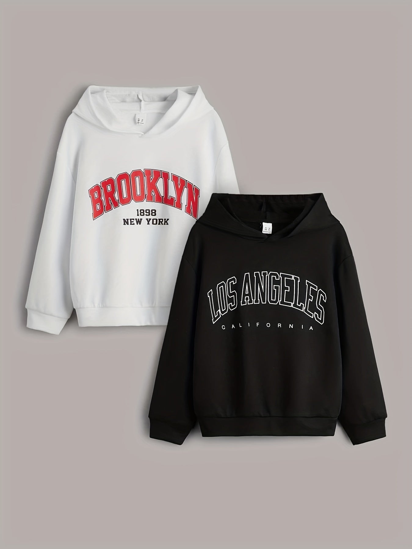 2pcs Boys Letter Print Hooded Sweatshirt Spring Fall Kids Clothing