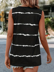 Irregular Stripe Print V Neck Tank Top Women's Sleeveless Top