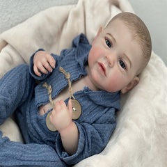 Adorable Full Body Vinyl Reborn Boy Doll with Hand Painted Hair