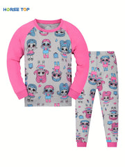 Girl's 2pcs Pajama Set Long Sleeve Top & Pants Loungewear Comfy PJ Set