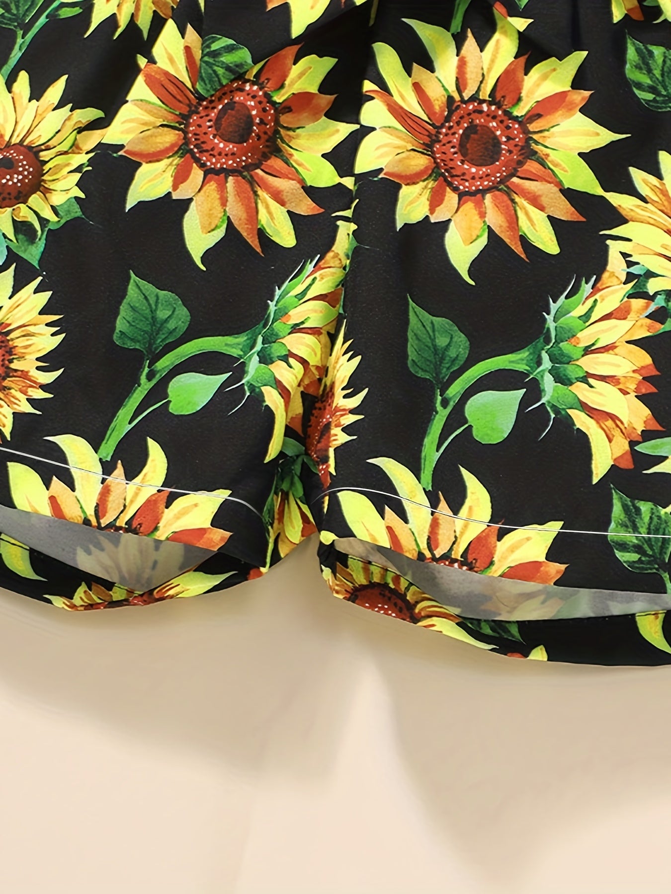 Toddler Girls Sunflower Graphic Cami Romper with Belt