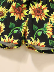 Toddler Girls Sunflower Graphic Cami Romper with Belt