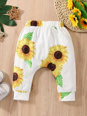 Baby Girls Floral Print Elastic Waist Pants for Spring Summer