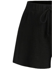 Solid Round Neck Tank Top & Drawstring Elastic Shorts Set