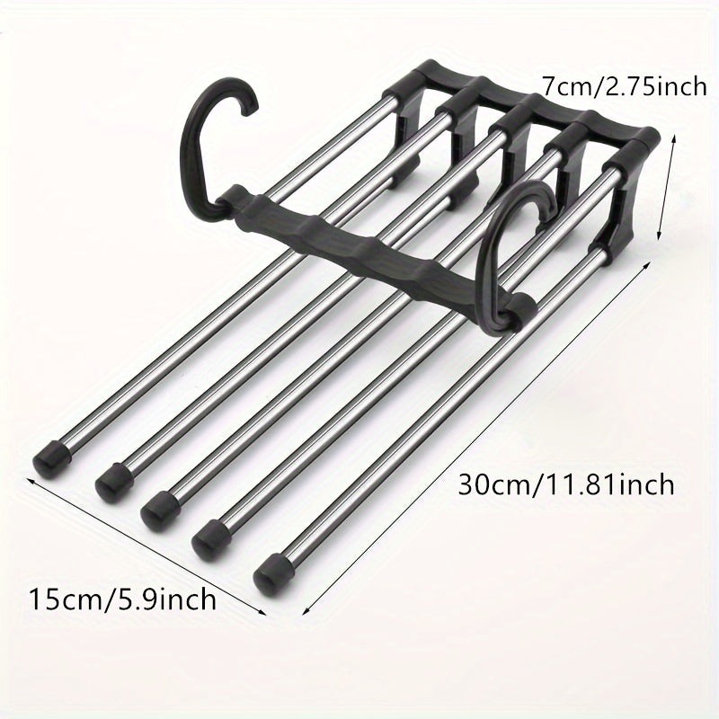 5 In 1 Magic Trouser Rack Hangers Stainless Steel Folding Pant Rack Tie Hanger