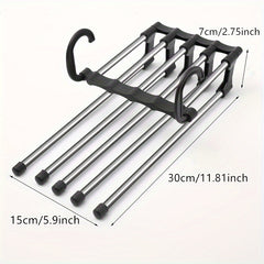 5 In 1 Magic Trouser Rack Hangers Stainless Steel Folding Pant Rack Tie Hanger