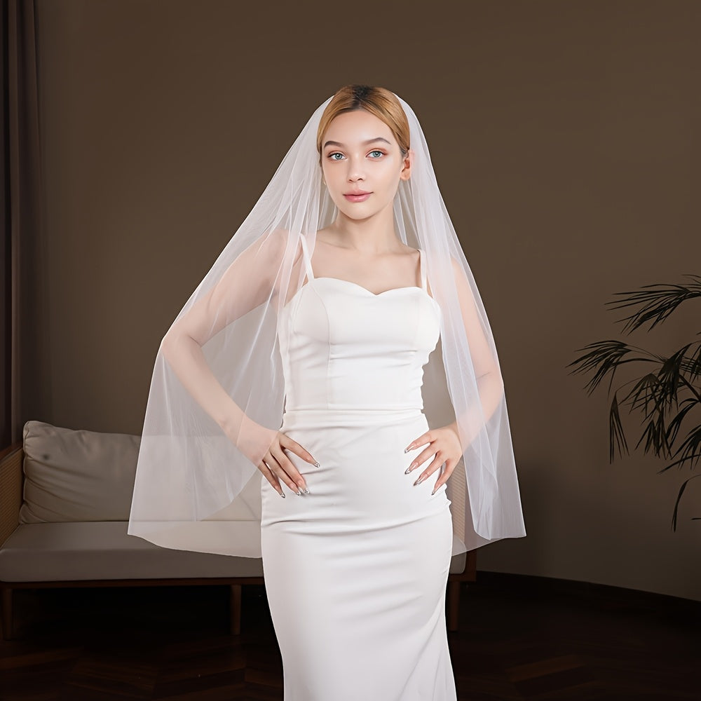 Bridal Veil with Floral Embellishments Soft Flowing Wedding Veil