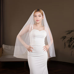 Bridal Veil with Floral Embellishments Soft Flowing Wedding Veil