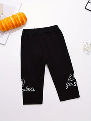 Girl's Heart Hollow Embroidered Cropped Pants Leggings