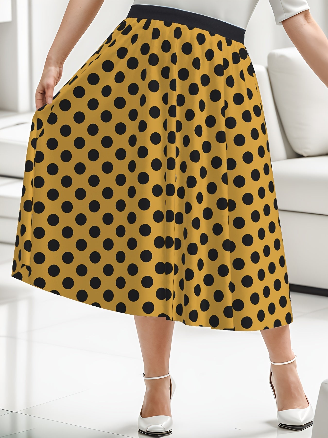 Dot Print A-line Maxi Skirt