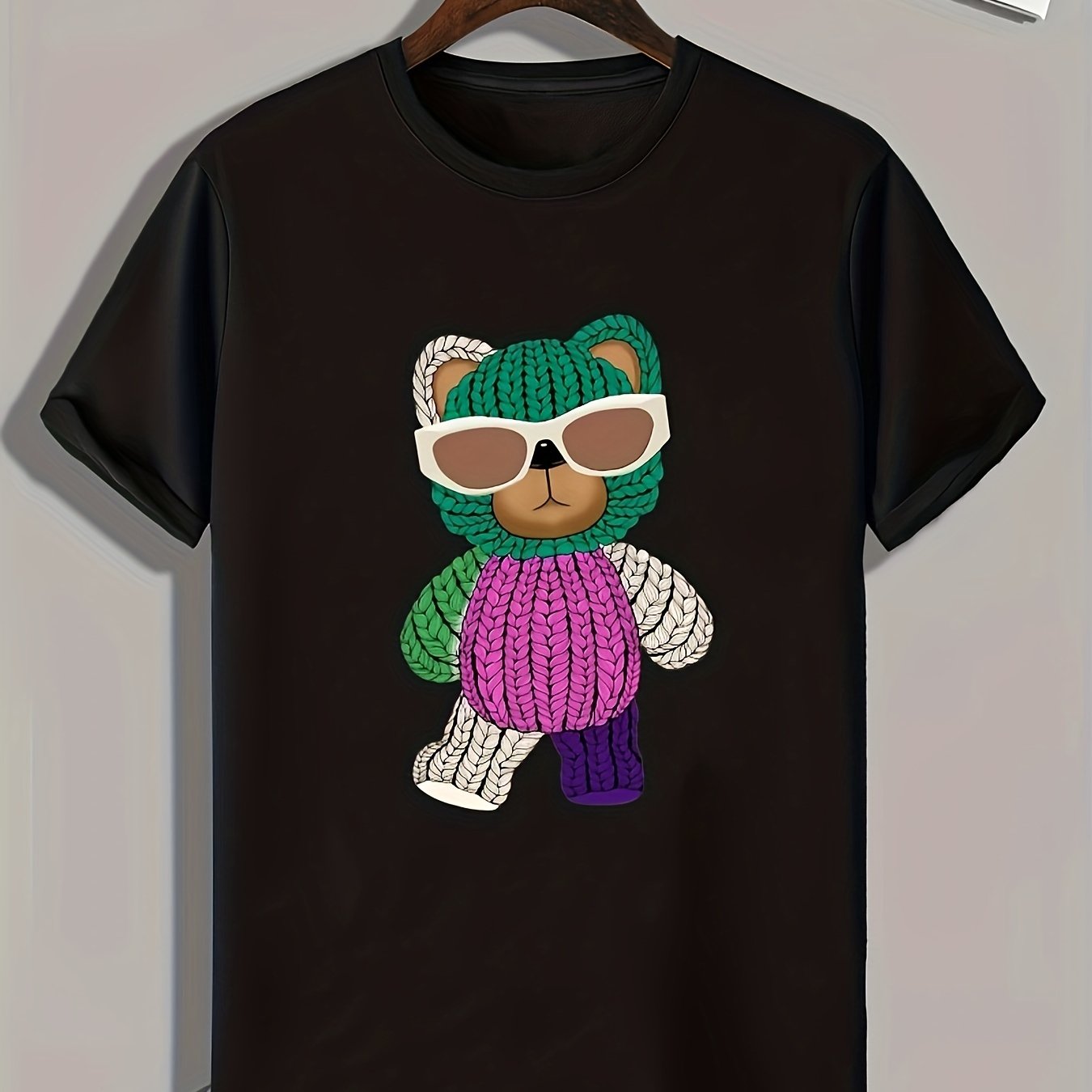 Bear Print Men's Graphic T shirt Casual Comfy Tees For Summer