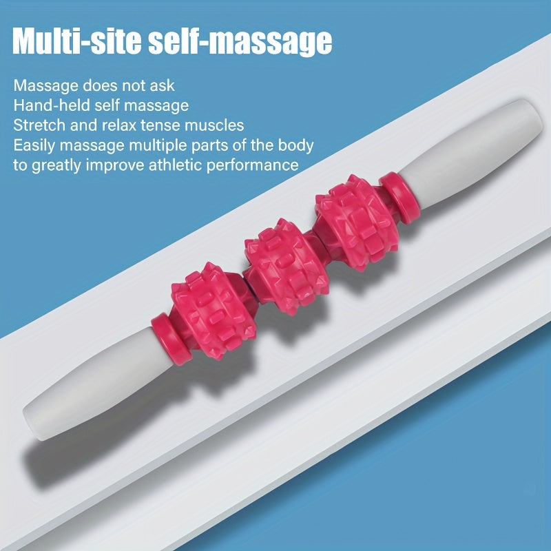 Yoga Massage Roller 3-Wheel Fitness Stick 33.5in