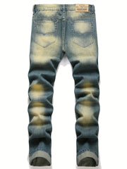 Vintage Ripped Jeans Men's Casual Street Style Denim Pants With Pockets