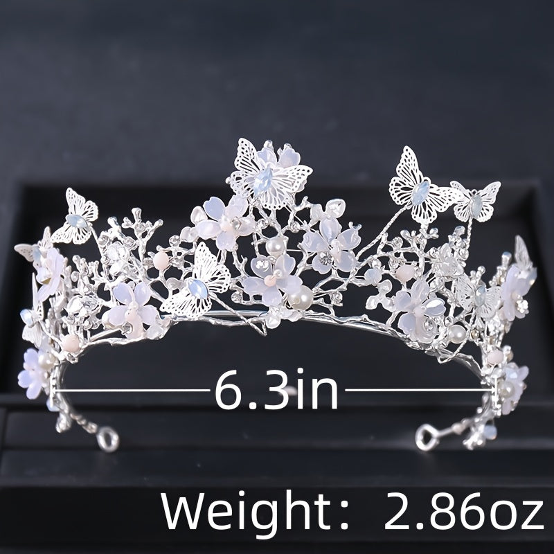 Silvery Crystal Tiara Crowns Party Queen Bridal Wedding Hair Accessories