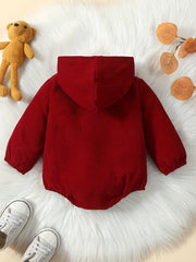 Baby Boys Corduroy Hooded Creeper Romper Hoodie
