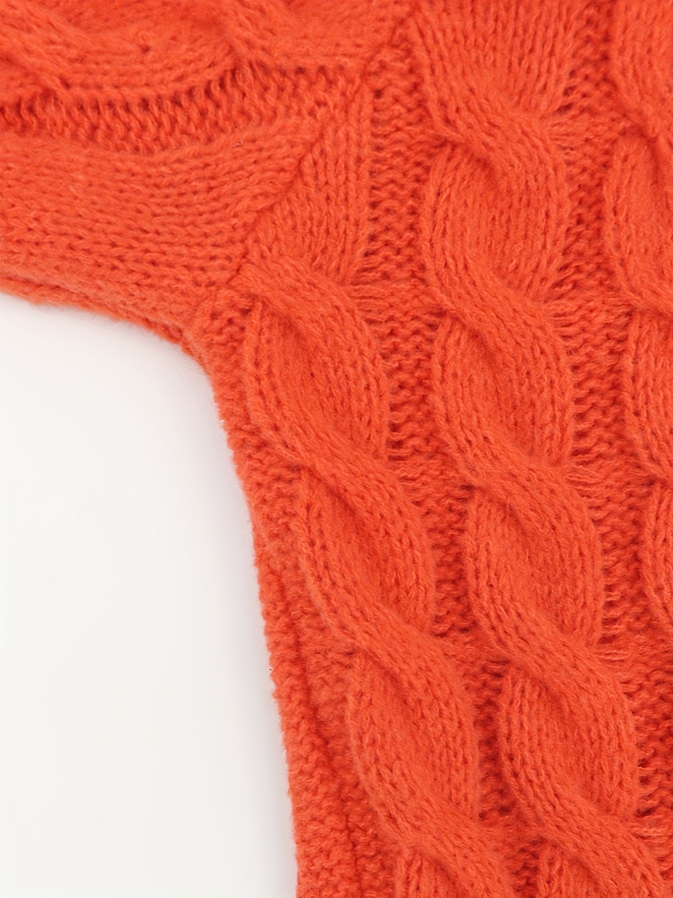 Solid Cable Button Long Sleeve V Neck Knit Cardigan
