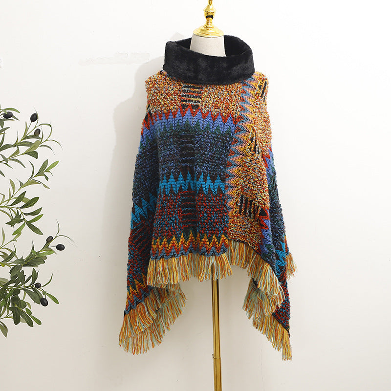 Boho Knitted Shawl Scarf High Neck Halter Small Square Scarf