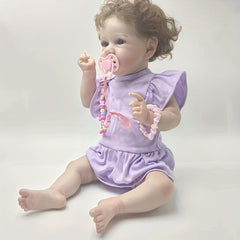 55 Purple Dress Plastic Doll Reborn Doll for Birthday Christmas