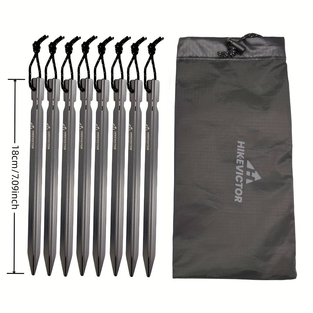 8pcs Aluminum Tent Stakes with Reflective Rope Lightweight Pegs