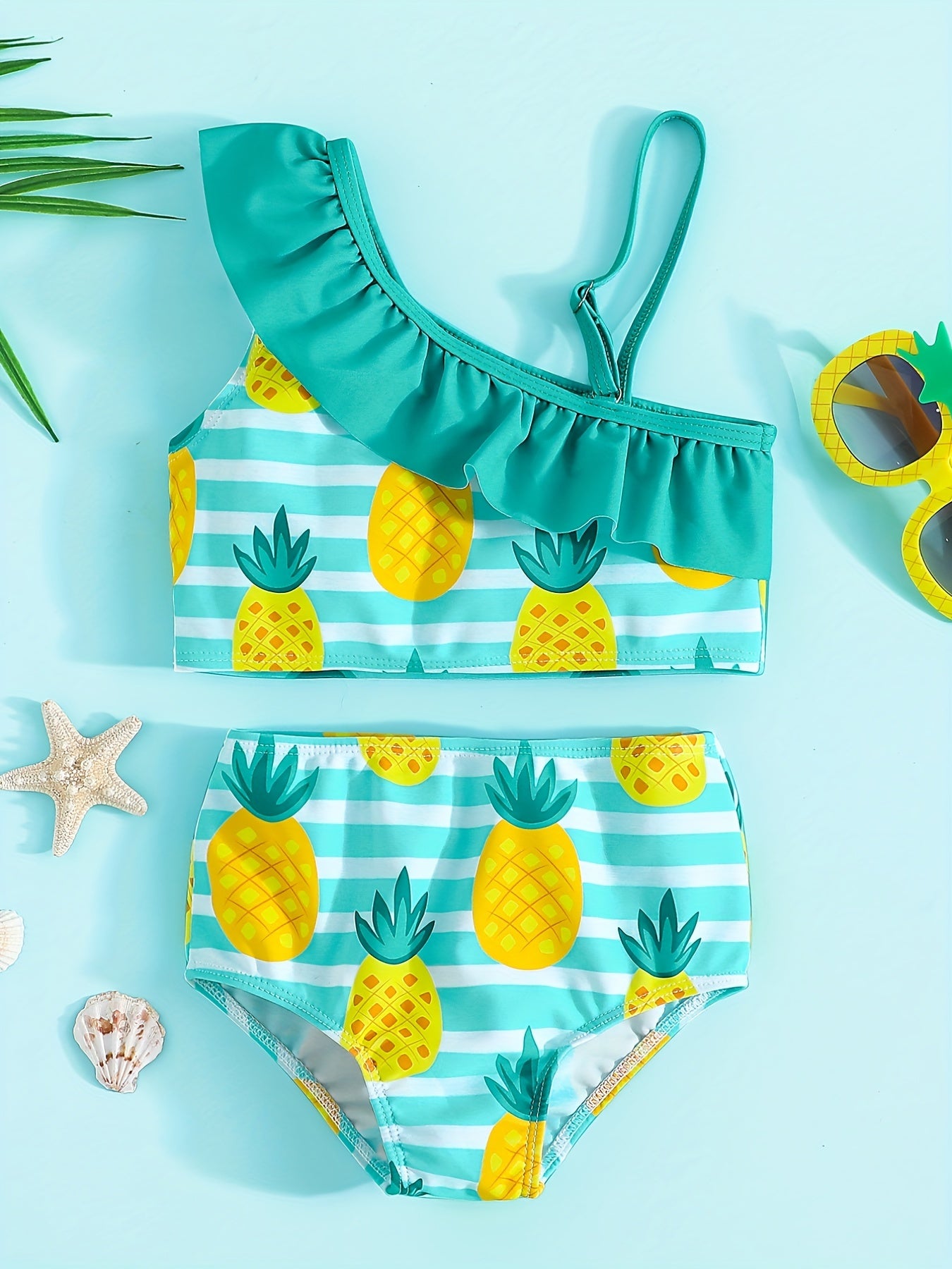 Girls Watermelon One Shoulder Bikini Swimsuit Set