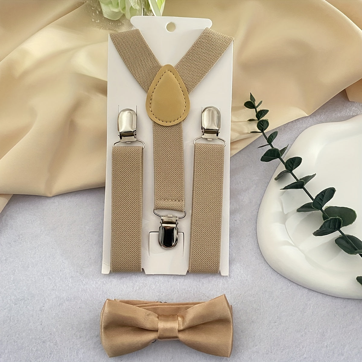 Y-Back Elastic Suspenders & Bow Tie Set for Kids