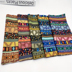 5pcs Ethnic Striped Bronzing Fabric Set DIY Patchwork Tablecloth Decoration