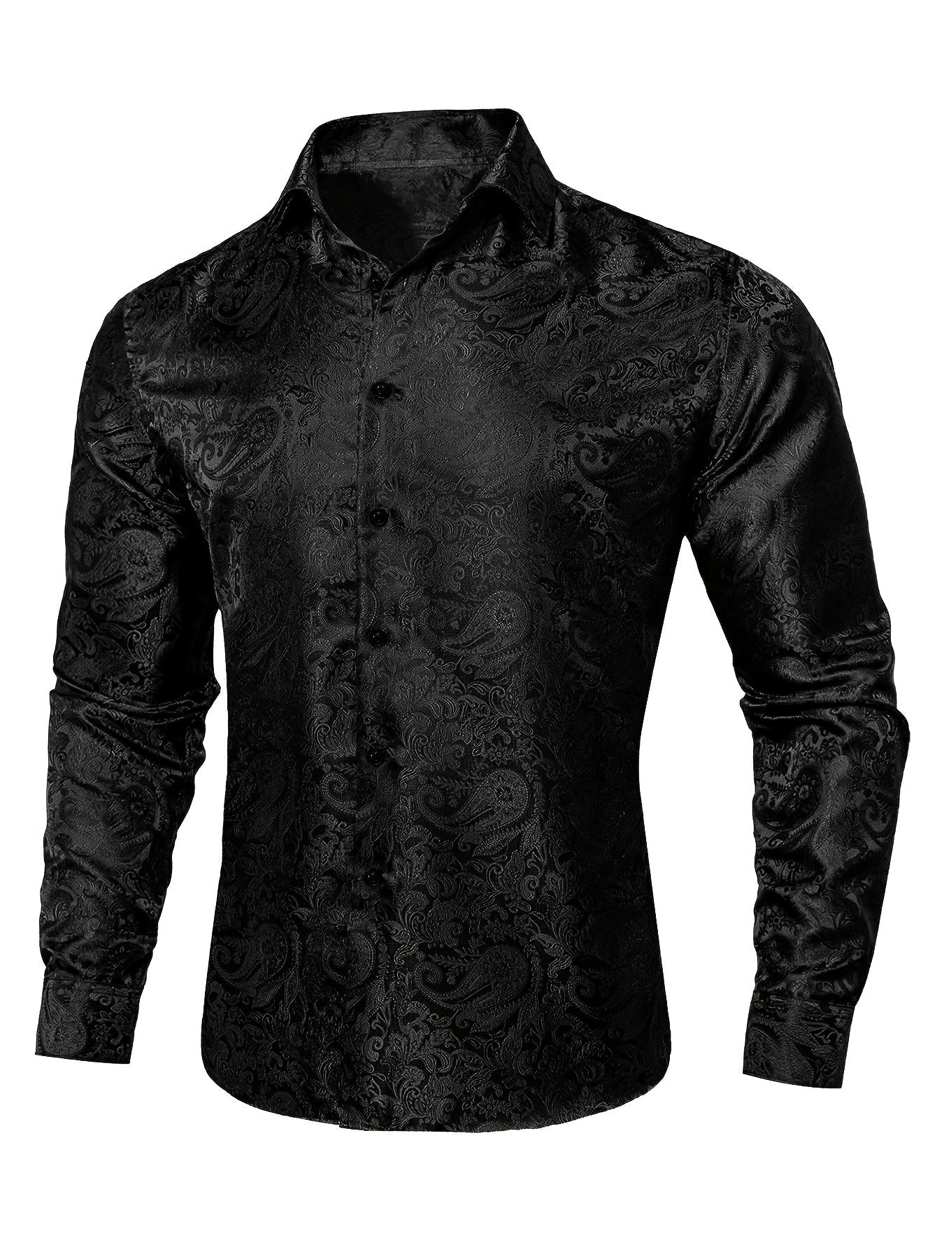 Paisley Print Men's Casual Button Up Long Sleeve Shirt