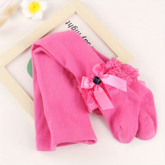 Baby Kids Lace Bow Princess Pantyhose Tights Girls Dress Stocking