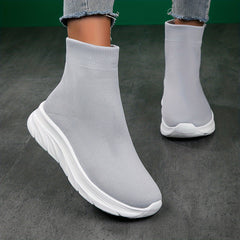 Women's High Top Slip On Sock Sneakers Breathable Knit Shoes