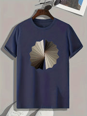 Geometric Pattern Men's Sports T-shirt, Comfortable Outdoor Fitness Apparel