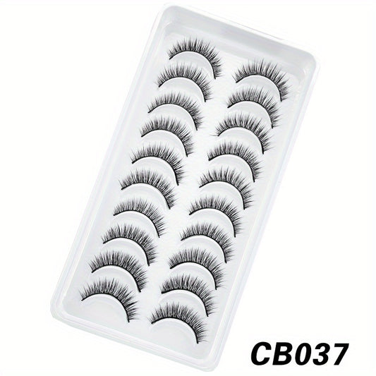 10 Pairs 3D False Eyelashes Faux Mink Lashes Reusable Makeup Tool