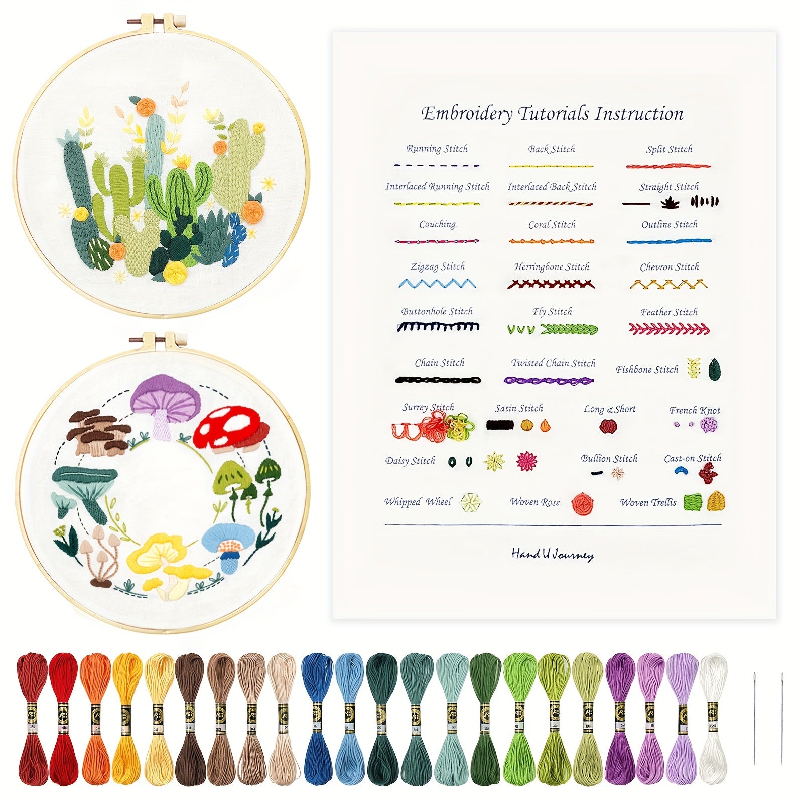DIY Cactus & Mushroom Themed Embroidery Material Bag