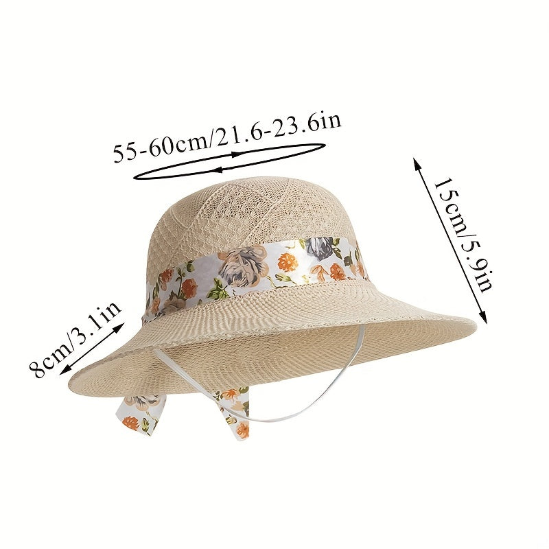 Sun Hat Ribbon Bowknot Solid UV Protection Bucket Hats Women