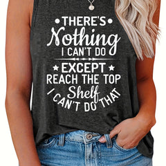 Casual Tank Top Women's Plus Letter Print