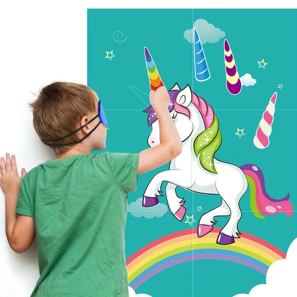 Corner Unicorn Party Game with 34pcs Unicorn Supplies - Wall Decor