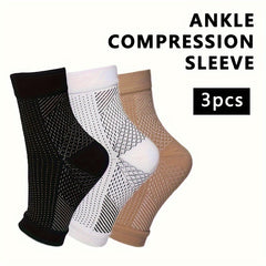 3 Pairs Toeless Compression Socks Nylon Blend Ankle Sleeves