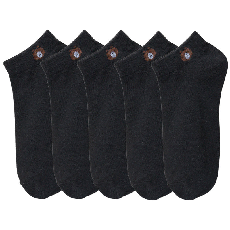 5 Pairs Soft Teddy Bear Socks Crew Length Sock Pack Women's Stockings