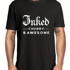 Men's Chubby & Awesome Print T-shirt for Summer Outdoor