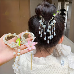 Butterfly Bell Orchid Tassel Hair Clips Vintage Headwear