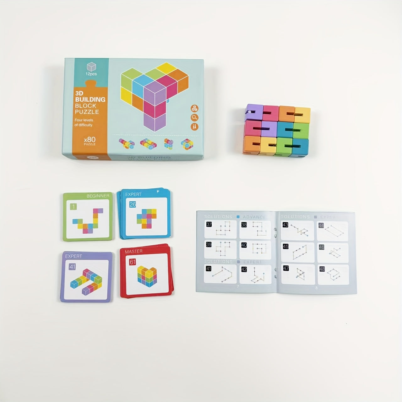 Wooden 3D Building Blocks Puzzle Set Educational Toy for Kids