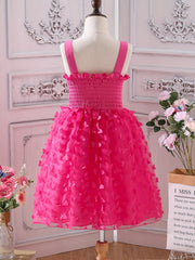 Butterfly Print Shirred Strappy Sundress for Girls