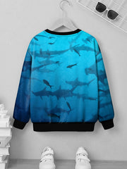 Teens Ocean & Animals 3D Print Sweatshirt Kids Casual Pullover