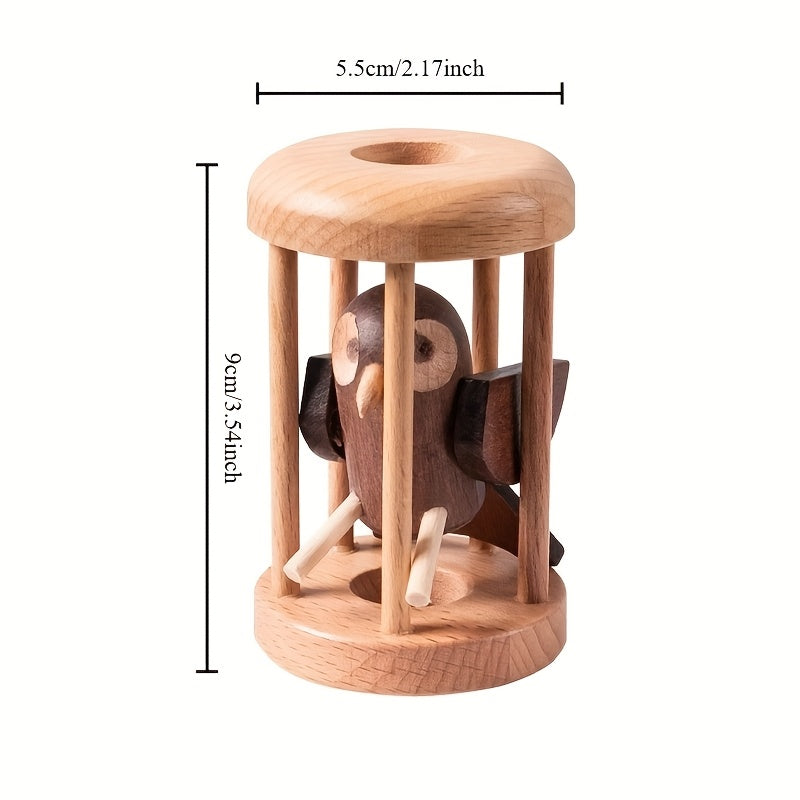 Wooden Owl Puzzle Lock Ten Level Difficult Portable Escape Room