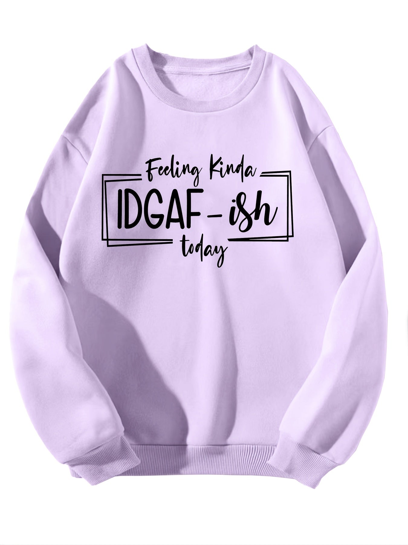 Letter Print Solid Pullover Crew Neck Casual Sweatshirt Women's Clothing