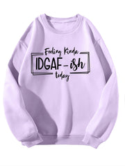 Letter Print Solid Pullover Crew Neck Casual Sweatshirt Women's Clothing