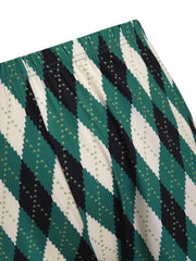 Argyle Print Long Sleeve Tee & Loose Pants Pajamas Set