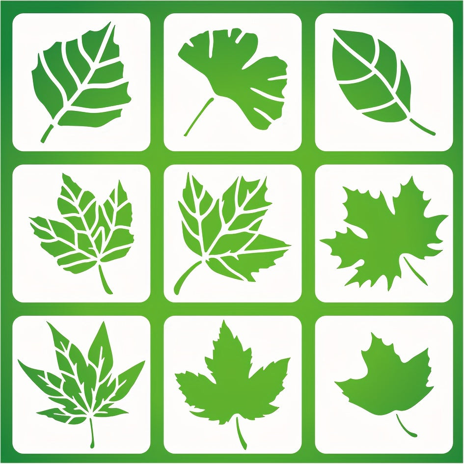 9pcs Leaf Paintings Wooden Templates