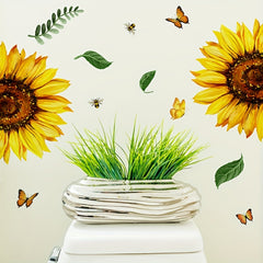 Sunflower Butterfly Bathroom Wall Sticker