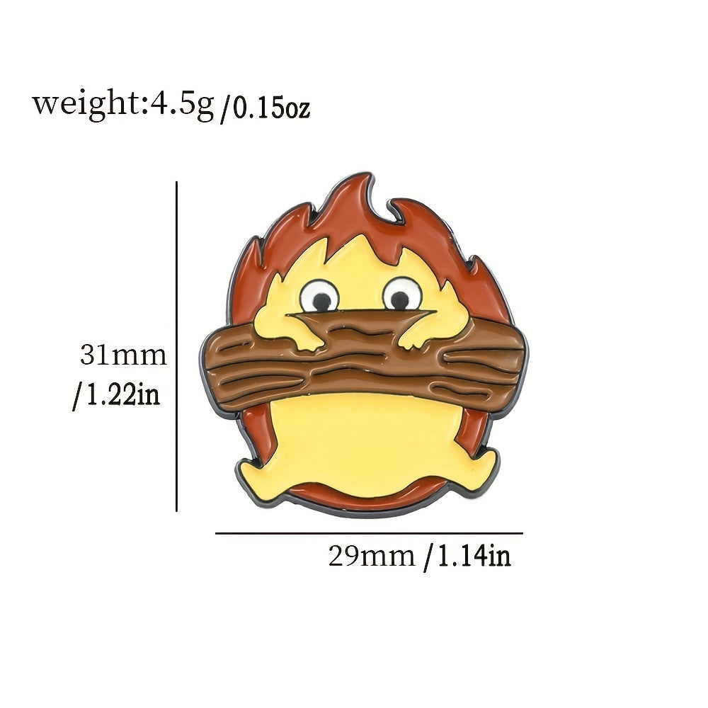 Stickman Little Flame Brooch Pin for Kids