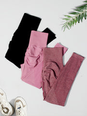 Stretchy Solid Yoga Leggings with Wide Waistbelt